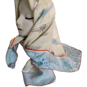 Rolex Aviation Navigation Silk Scarf Authorized Dealer Promo Hand Rolled Italy